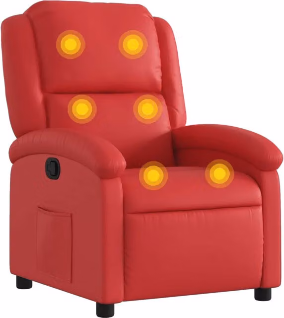 Poltrona Massaggiante | Sedia Relax Reclinabile Rossa in Similpelle