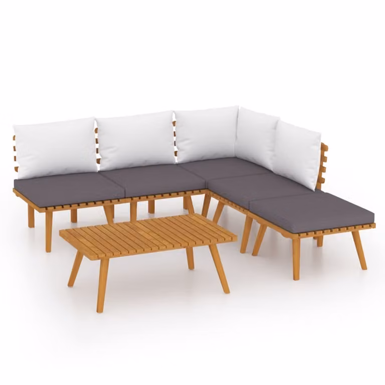 Set Divani da Giardino 6 pz con Cuscini in Massello di Acacia