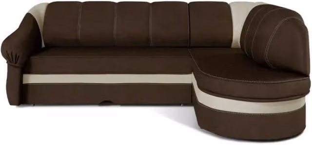 Divano angolare destro trasformabile BENANA MEUBLORAMA marrone e beige con contenitore L/P/H: 250 x 180 x 85 cm
