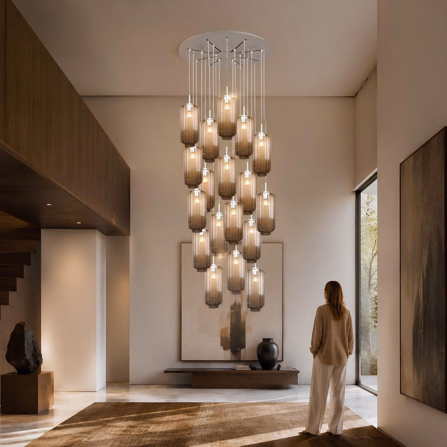 s.luce Velo gallery light 12 fiamme Ø 80cm baldacchino, Ø 18cm Brown 12 fiamme Cilindrico, Rotondo, Oblungo