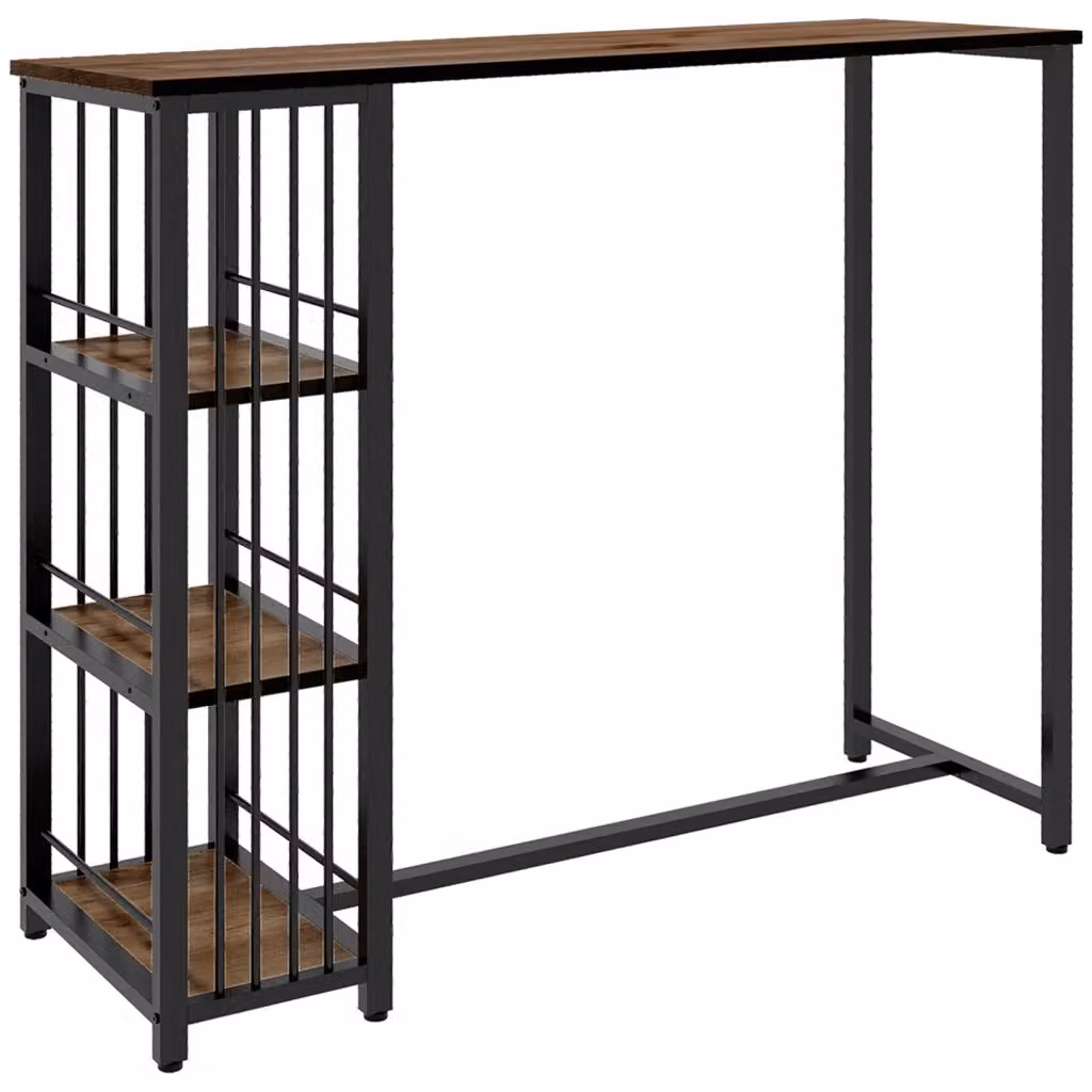 Tavolo da cucina rettangolare Minimal in stile industrial, L/P/H: 120 x 40 x 105 cm, marrone e nero – 2