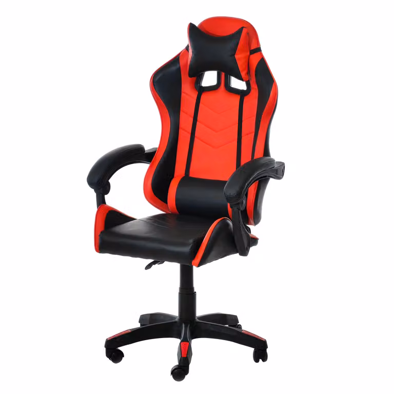 Poltrona Gaming Vestiamo Casa in ecopelle rossa e nera con poggiatesta e braccioli