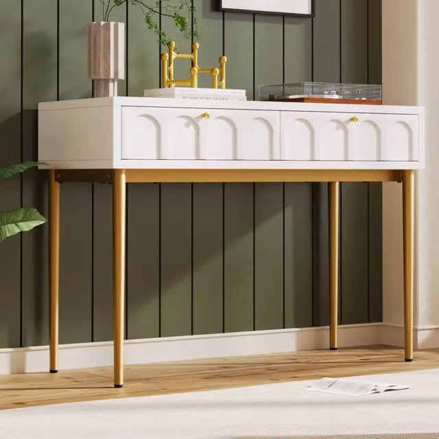 Cassettiera da toeletta MINIMAL con 2 cassetti Bianco Crema L 100 cm, P 45 cm, H 76.5 cm