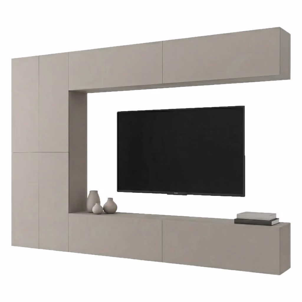 Parete Attrezzata Modulabile Gatira DMORA, Mobile Soggiorno Moderno Beige – 2