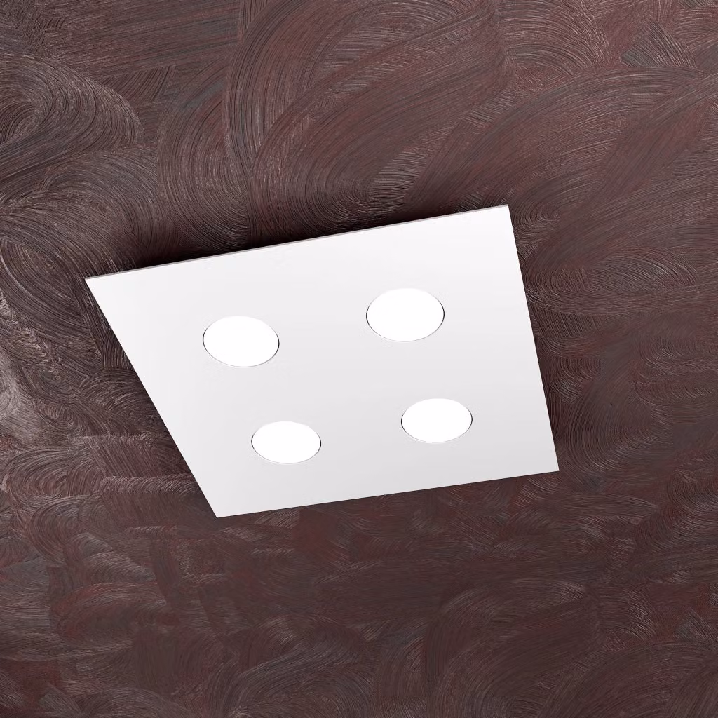 Plafoniera da soffitto quadrata Toplight Area con 4 luci, attacco GX53, design moderno, colore bianco, L 40 cm x P 40 cm x H 3 cm – 2