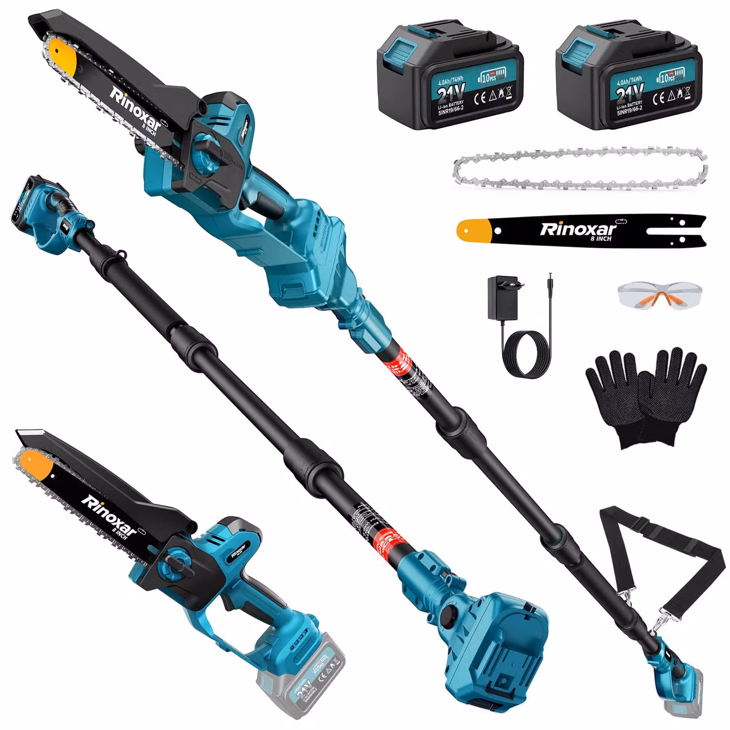 Mini motosega da 8 pollici - Albero telescopico da 4 metri - 1300 Watt