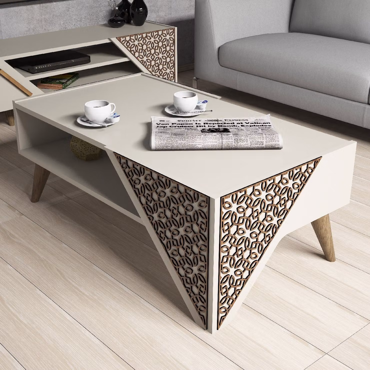 Skye Decor, Beril - Cream, tavolino, crema, 100% pannelli truciolari rivestiti in melamina, 105 x 40 x 58 cm