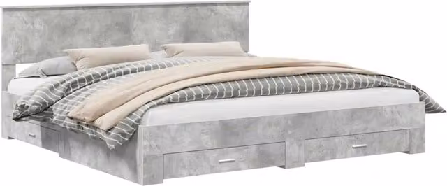 Letto matrimoniale | Letto per adulti | Struttura del letto con testiera Grigio cemento 200 x 200 cm