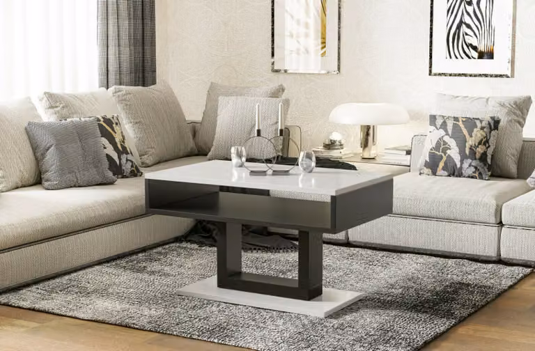 Endo-Möbel tavolino Tilo 110x60x58 cm tavolino da salotto con ripiano (bianco lucido)