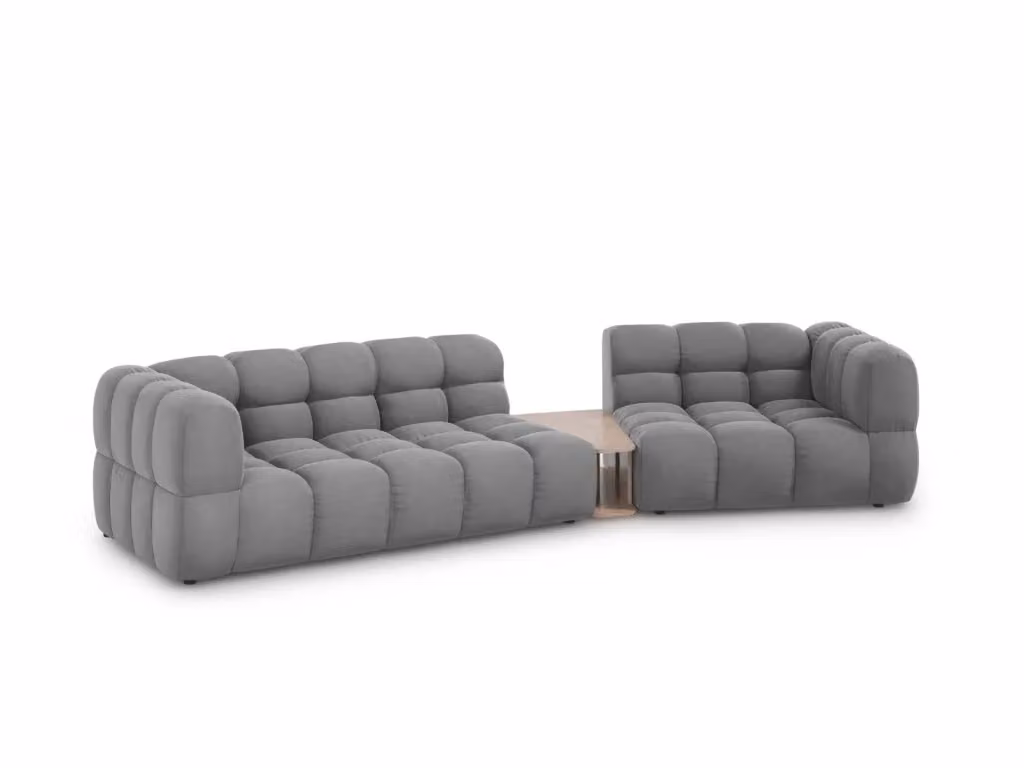 Divano modulare destro Sky di Cosmopolitan Design, modello a 3 posti in velluto grigio, L 353 cm x P 126 cm x H 75 cm – 2