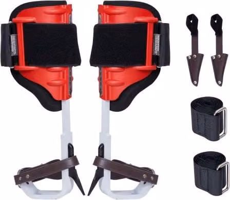 Speroni per arrampicata sugli alberi VEVOR in alluminio con cinghie e protezioni, colore rosso, capacità 158,75 kg