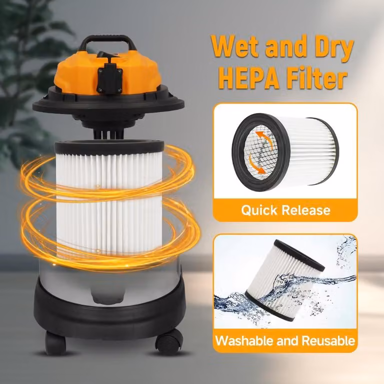 Aspirapolvere a secco da 1200 W, con serbatoio in metallo da 40 litri, portata d'aria di 1,4 m³/min, potenza di aspirazione di 15 kPa, dotato di funzione soffiante, ideale per officine, uso domestico e cantieri