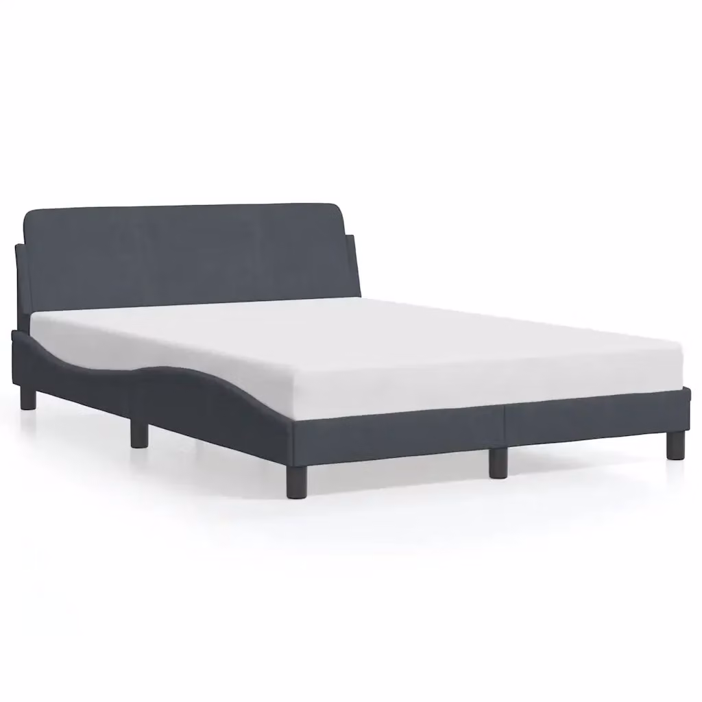 Letto con giroletto Dover vidaXL in velluto grigio L: 140 cm, P: 190 cm, H: 145 cm – 2