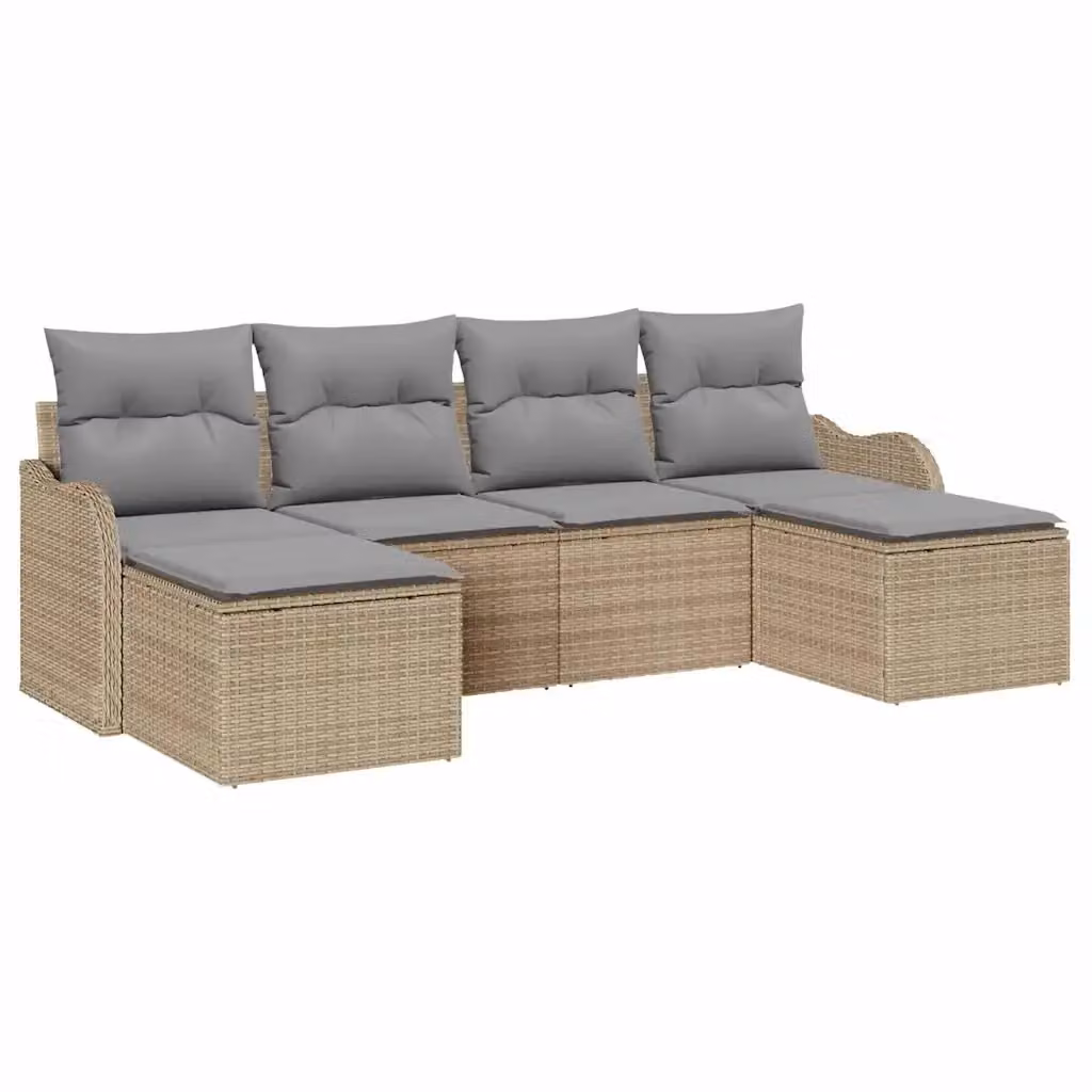 Set Divano da Giardino vidaXL 6 pz a Forma a L con Cuscini Beige e Grigio – 2