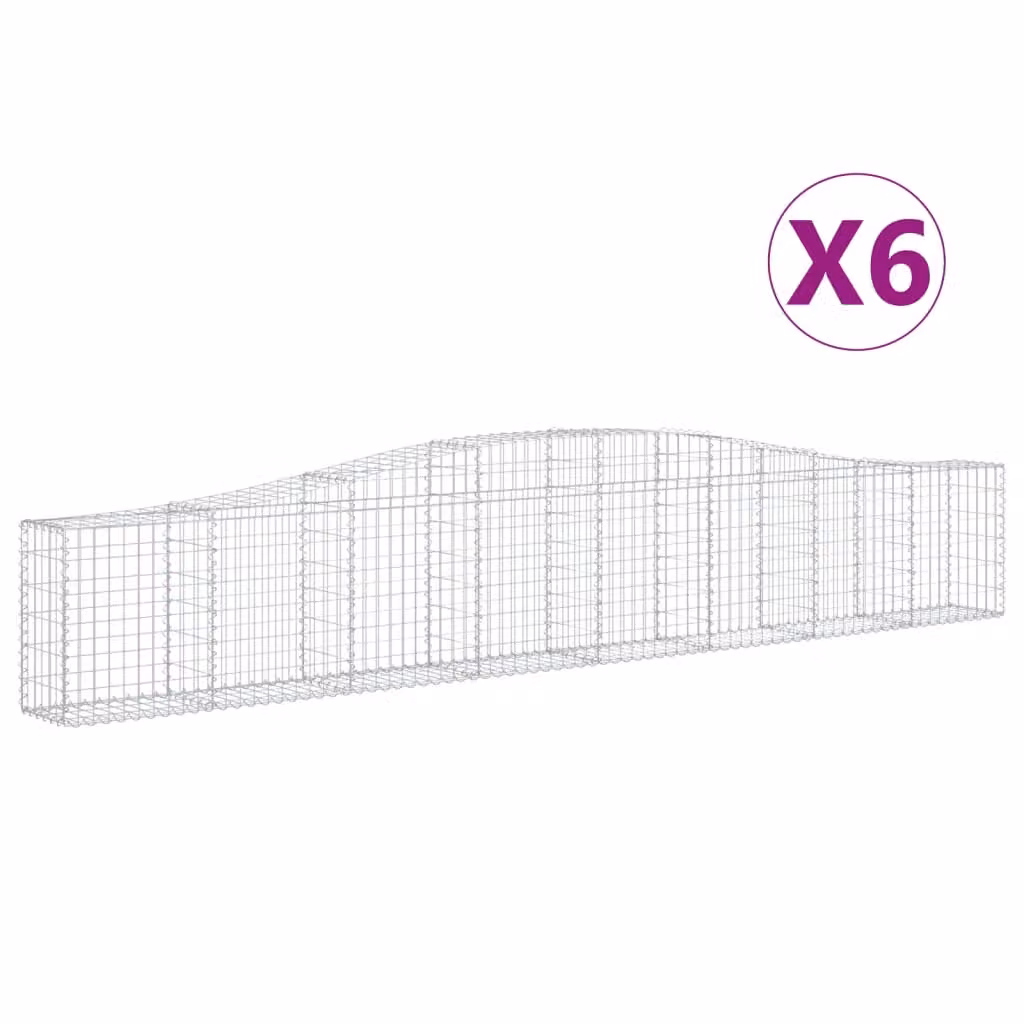 Cesti Gabbioni ad Arco 6 pz 400x30x60/80 cm Ferro Zincato