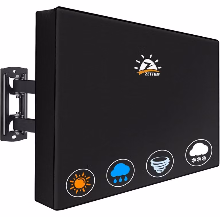 Copertura per televisore da 55-58 pollici, per uso esterno, in tessuto Oxford 600D con rivestimento in PU, impermeabile, colore nero