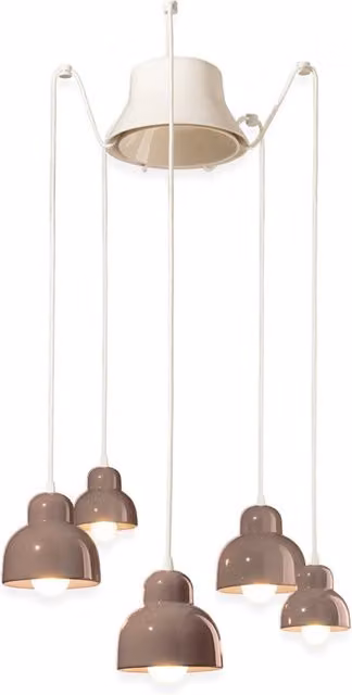 Lampadario a sospensione Berimbau Ferroluce in ceramica stile Art Déco con 3 luci E27 colore marrone moka