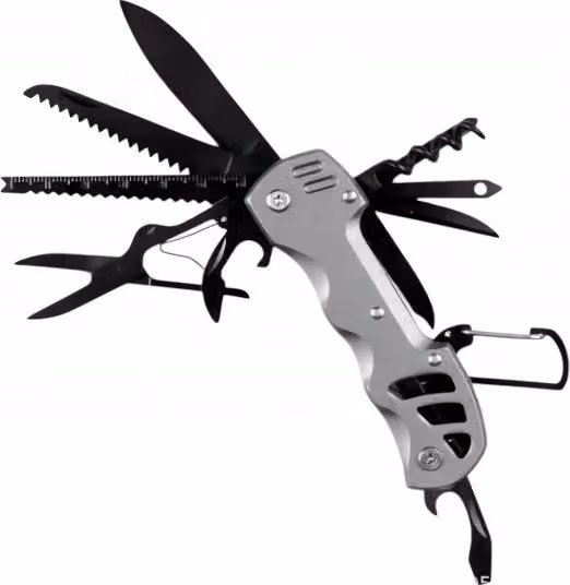Foxter 2317 MULTITOOL 13 in 1 coltello tascabile multiuso, grigio
