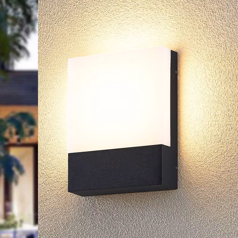 Applique da esterni a LED Vanira Lindby, Nero, Alluminio, Moderno, Applique LED da esterni