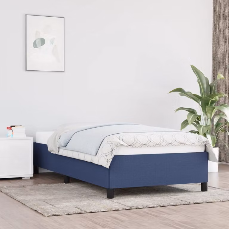 The Living Store struttura letto blu 90x200 cm in tessuto
