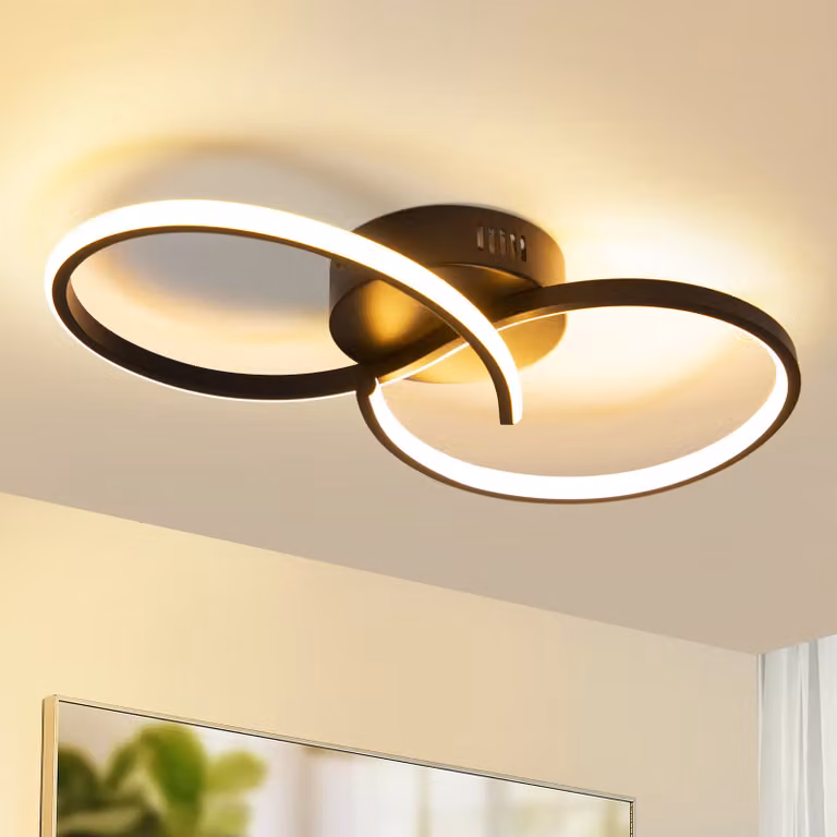 ZMH Lampada da soffitto Lampada da soffitto per soggiorno moderno Lampada da soggiorno nera 12W Design Lampada da camera da letto Indoor 3000K Lampada da cucina Illuminazione da soffitto bianco caldo