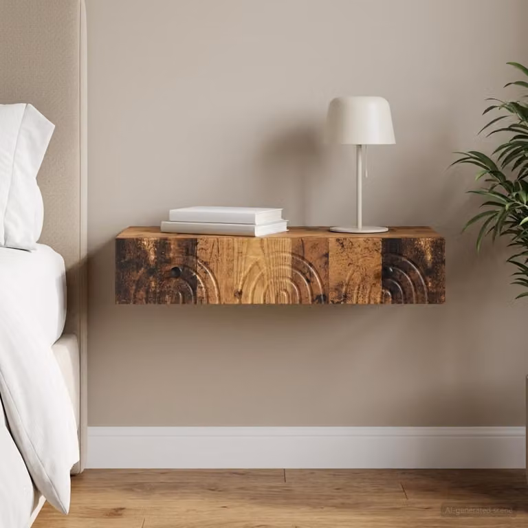 vidaXL Tavolino da Parete Laterale Moderno in Legno Antico Marrone L 87,5 x P 34,5 x H 17 cm