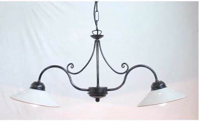 LAMPADARIO 2 LUCI A BILANCERE ATMOSFERA FERRO BATTUTO LAMPADE LANTERNE LAMPIONE