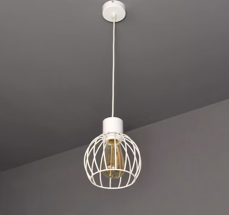 Lampada a sospensione Moderna "Luto" Acciaio laccato bianco Lampada a sospensione Soggiorno Sala da pranzo Tavolo da pranzo