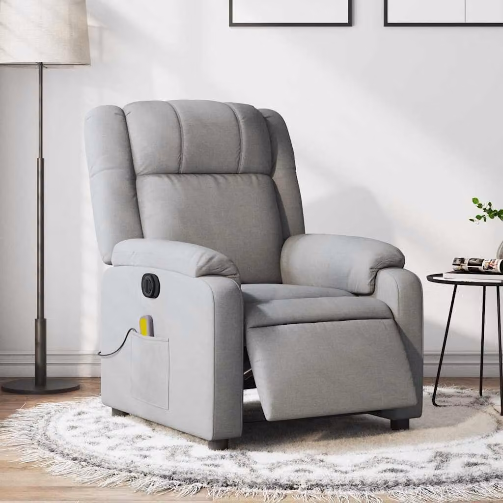 vidaXL Poltrona Reclinabile Elettrica con Massaggio in Tessuto Grigio – 1