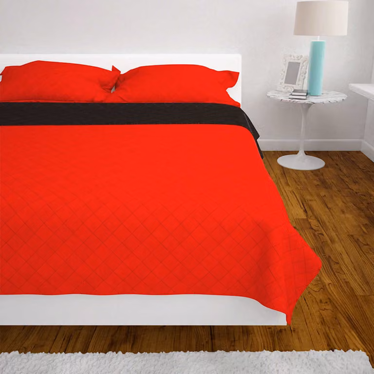 vidaXL Copriletto Double-Face Trapuntato Rosso e Nero 230x260 cm