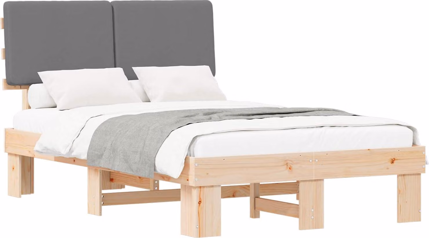 Letto con Testiera Rivestita Grigio chiaro 120 x 200 cm