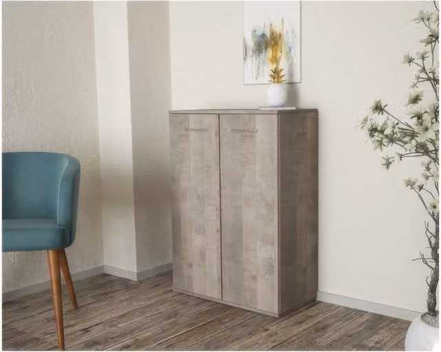 Mobile Multiuso in Kit Rovere Platino 68 x 34 x h 95 cm a 2 Ante con 2 Ripiani