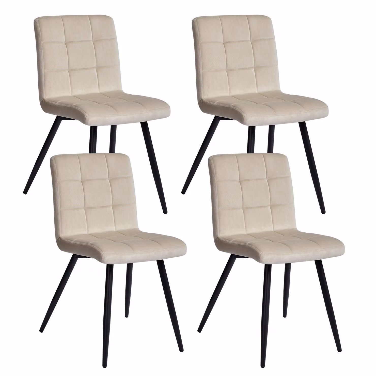 Duhome sala da pranzo set di 4 sedie da cucina sedia da soggiorno sedia imbottita con gambe in metallo sedia in velluto, beige