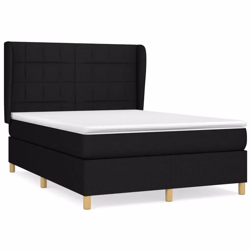 Letto Ibrido vidaXL con Giroletto a Molle e Materasso in Tessuto Nero e Bianco L/P/H: 140 x 200 x 25 cm – 2