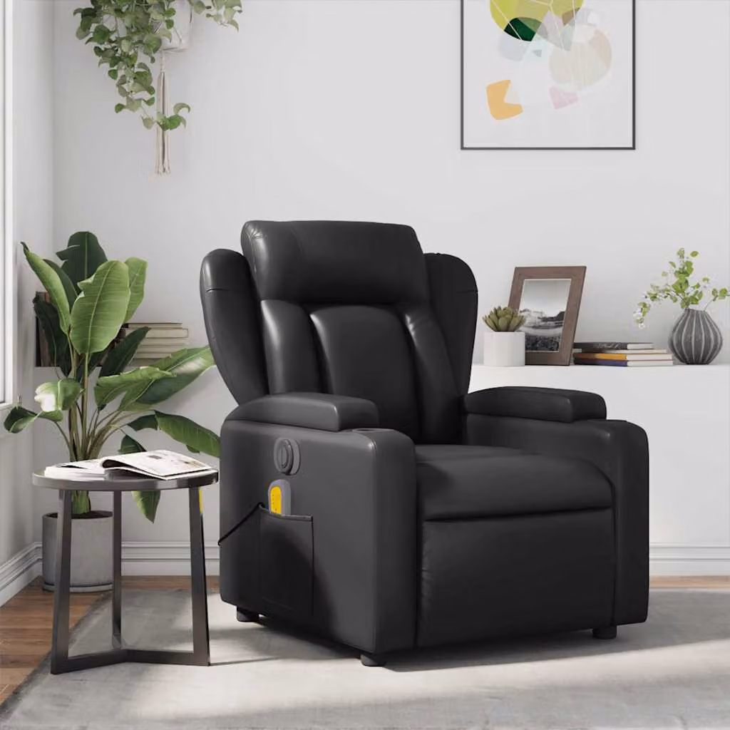 vidaXL Poltrona Reclinabile Relax in Similpelle Nera con Braccioli