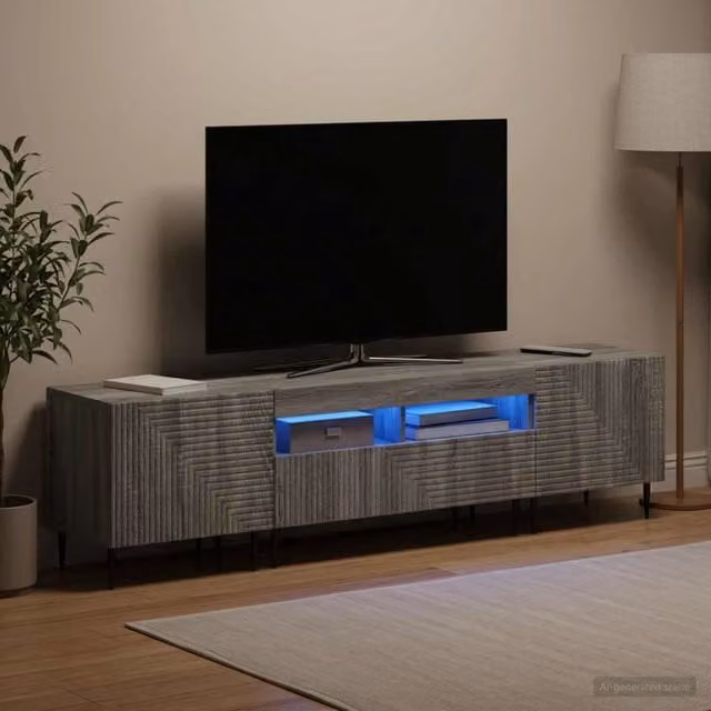 Mobile TV LED a 3 pezzi Sonoma grigio Legno ingegnerizzato 3416686