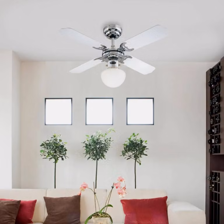 Westinghouse Portland Ambiance ventilatore e luce PORTLAND, Bianco / Opale, Soggiorno / Sala da pranzo, Metallo, Moderno