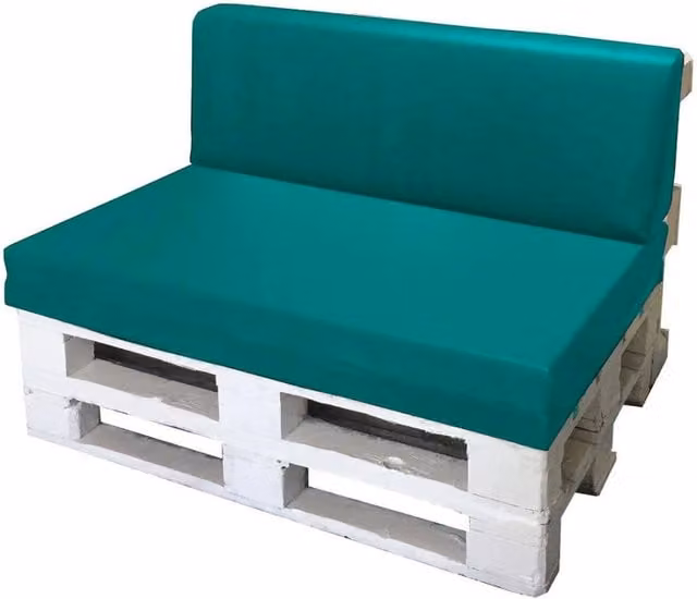 Cuscini per Pallet Avalli con Seduta e Schienale in Poliestere Turchese L 120 x P 80 cm
