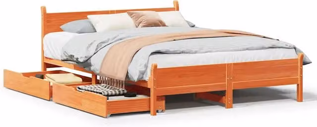 Letto senza Materasso-Struttura Letto Marrone Cera 160x200 cm in Legno di Pino 368519