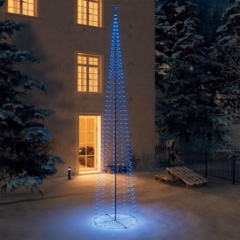 Albero di Natale a cono vidaXL con 752 LED blu, Altezza: 160 cm, Diametro: 50 cm