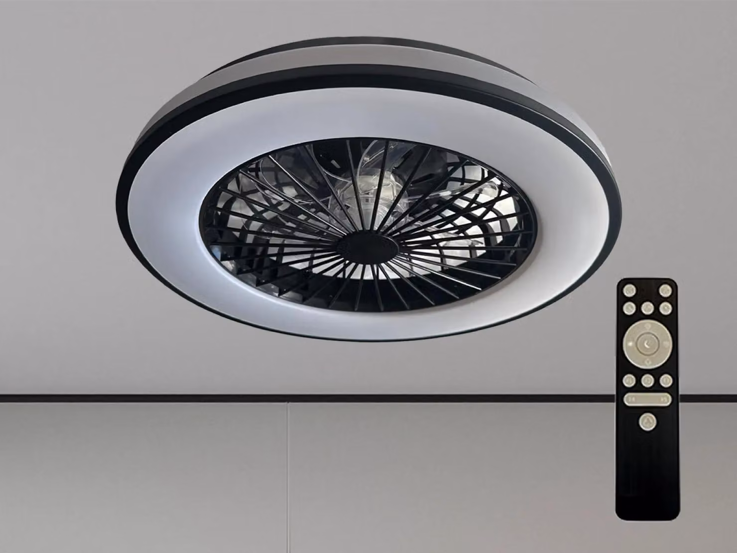 Lampada a sospensione a LED OPAL + ventilatore a soffitto + telecomando, 48W - LCL6346