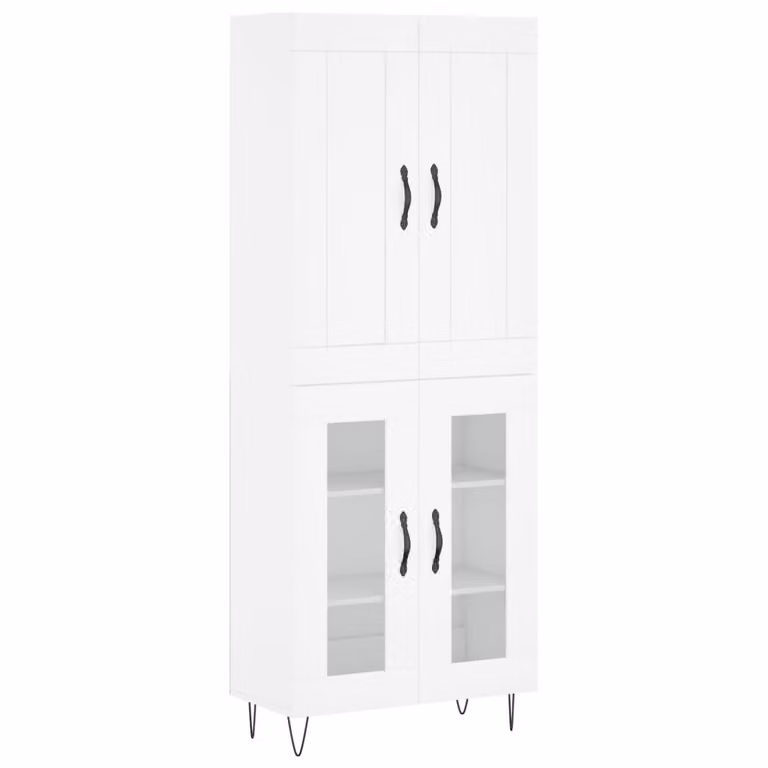 Credenza Bianca 69,5x34x180 cm in Legno Multistrato