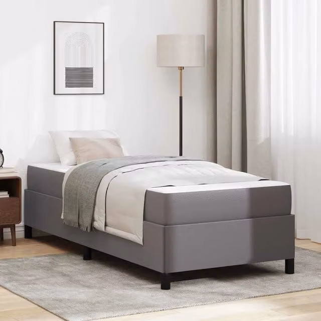 Struttura del letto con materasso-Giroletto con materasso Grigio 90 x 200 cm Tessuto 216506