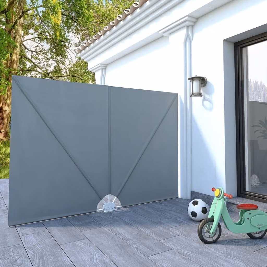 The Living Store Scaffale laterale pieghevole per patio grigio 240 × 160 cm