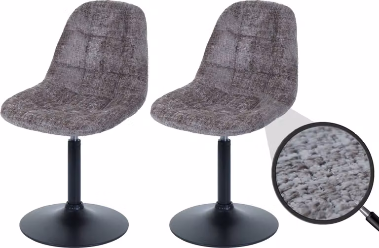 set di 2 sedie da pranzo HWC-A60, sedia da cucina girevole, acciaio Tessuto / ciniglia tessile (465g/m²) ~ marrone