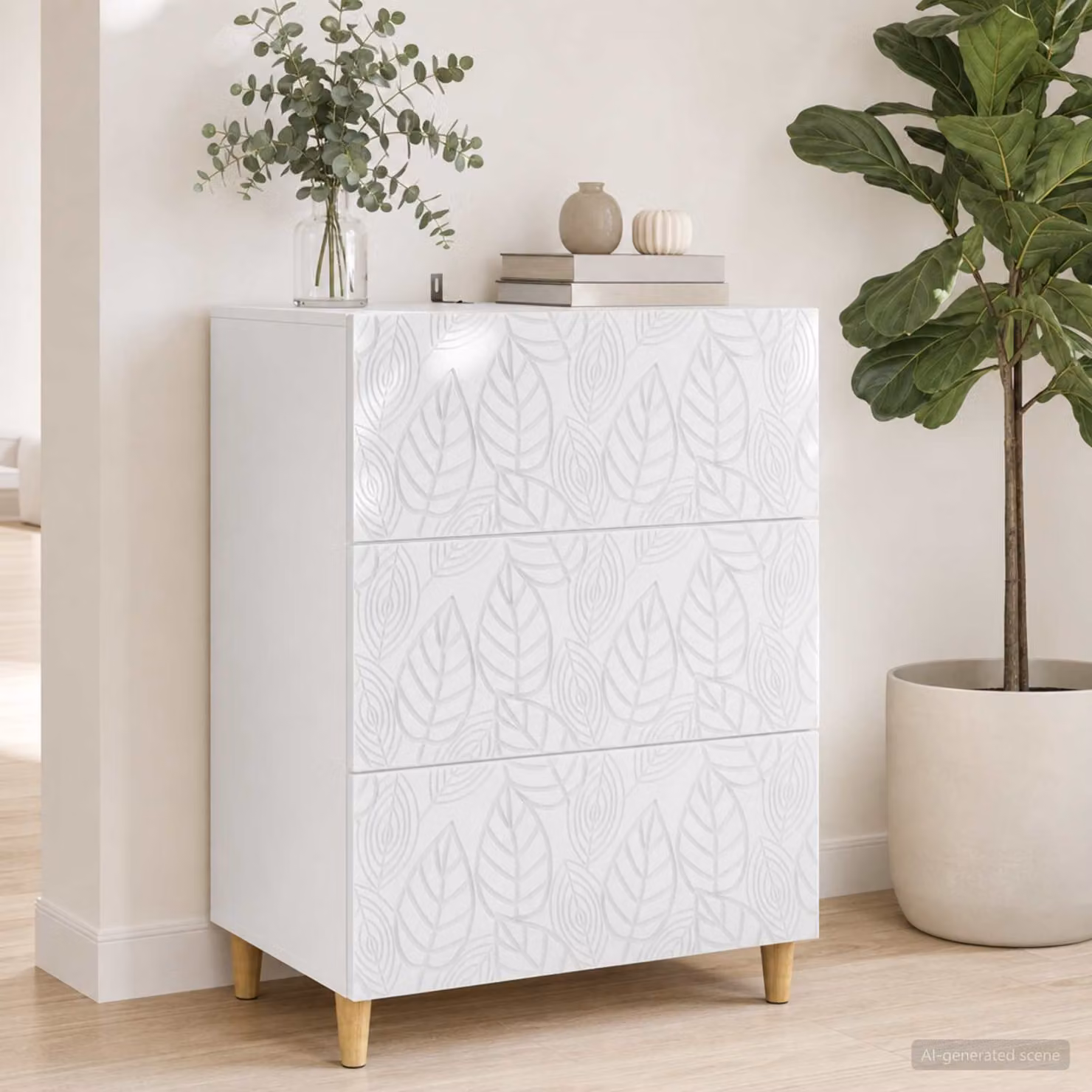 Carrello mobile con cassetti vidaXL bianco con ruote L 66 cm, P 34,5 cm, H 90 cm