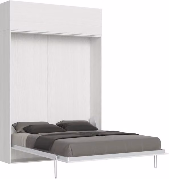 Letto a scomparsa verticale Kentaro Itamoby con pensile vasistas, Bianco Frassino, L/P: 160 x 200 cm