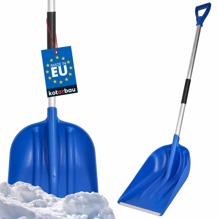 KOTARBAU® Pala da neve Pala da neve 36 cm con manico in alluminio Lama in plastica rinforzata con attacco in metallo con manico ergonomico Pala per cereali Blu136 cm