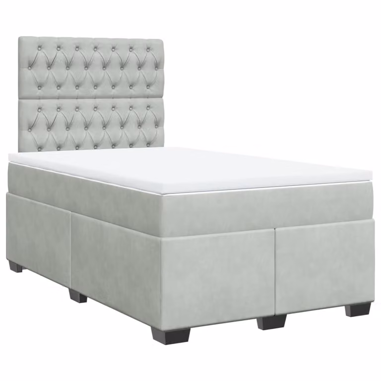 Giroletto a Molle con Materasso Grigio Chiaro 120x190cm Velluto