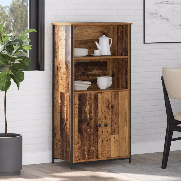 Credenza moderna vidaXL in legno e metallo marrone con ante a battente L/P/H: 62 x 36 x 121,5 cm